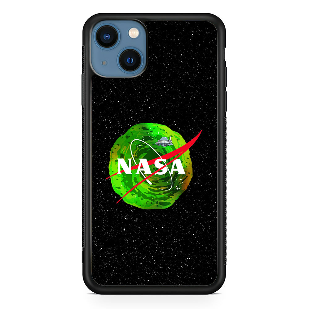Nasa Rick and Morty Portal iPhone 14 Case-Mobile Phone Case-Rubber Black (2D Case)-Altracase