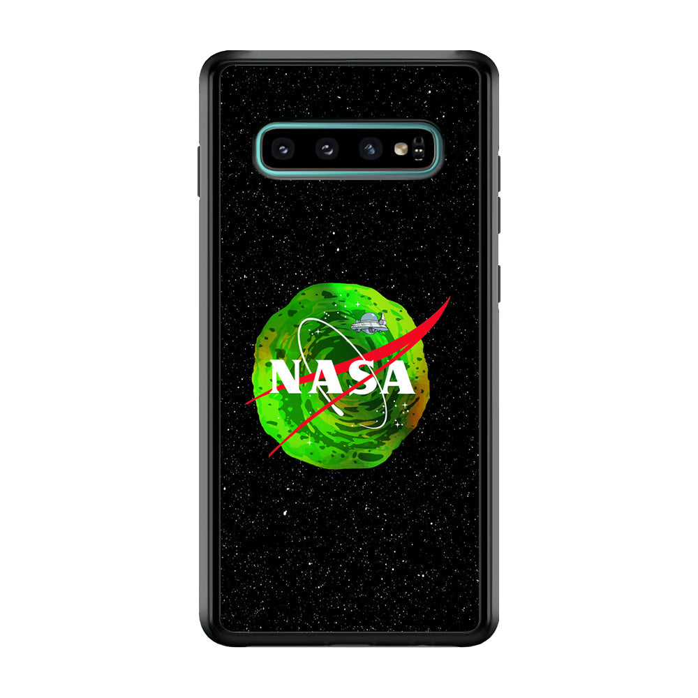 Nasa Rick and Morty Portal Samsung Galaxy S10 Plus Case-Mobile Phone Case-Rubber Black (2D Case)-Altracase