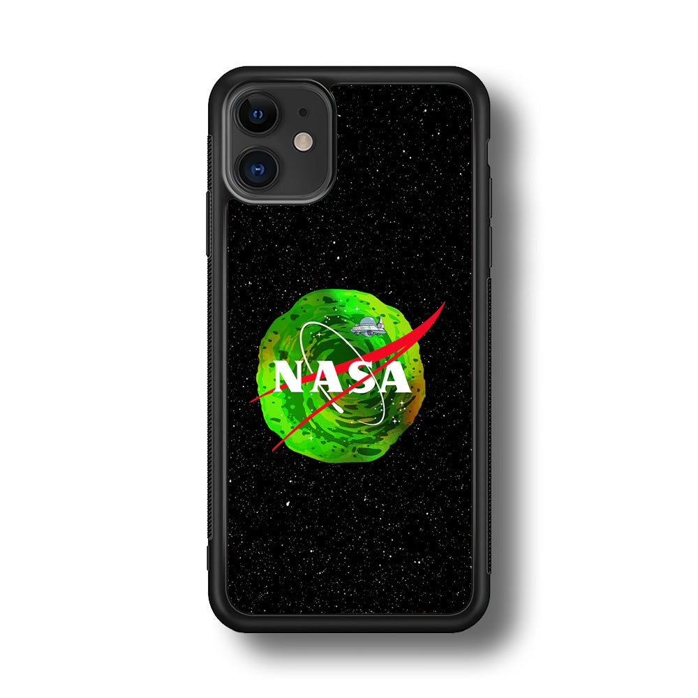 Nasa Rick and Morty Portal iPhone 11 Case-Mobile Phone Case-Rubber Black (2D Case)-Altracase