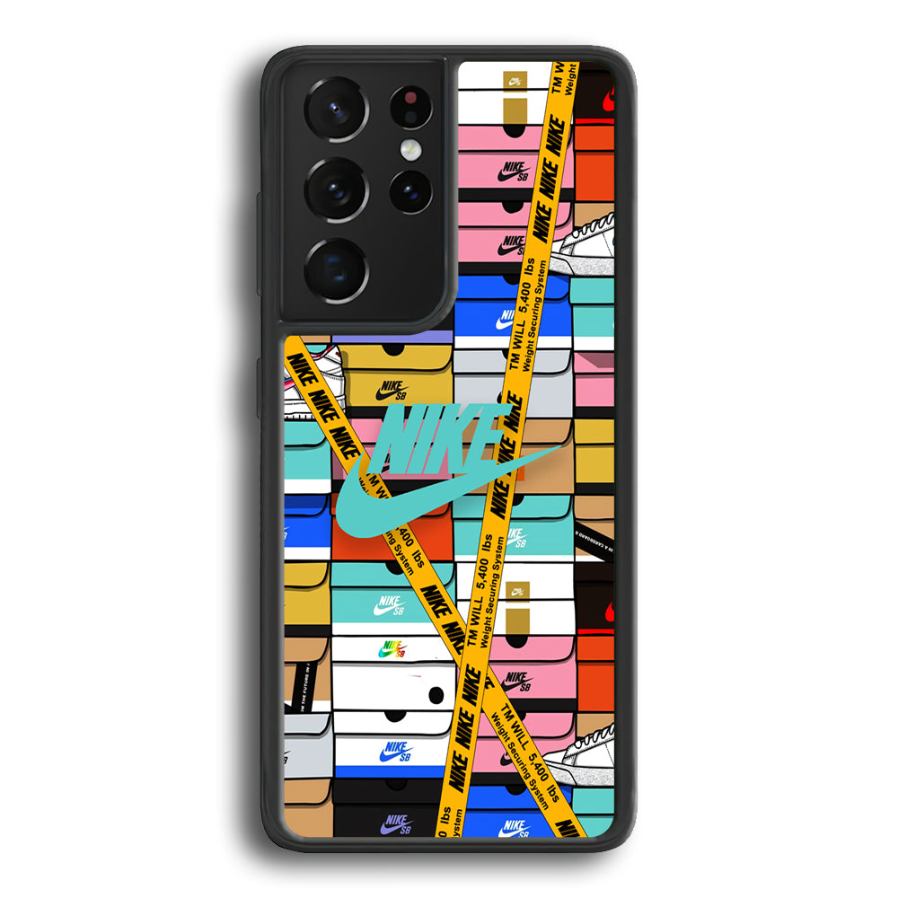 Nike Box Shoes Collage Samsung Galaxy S21 Ultra Case-Mobile Phone Case-Rubber Black (2D Case)-Altracase