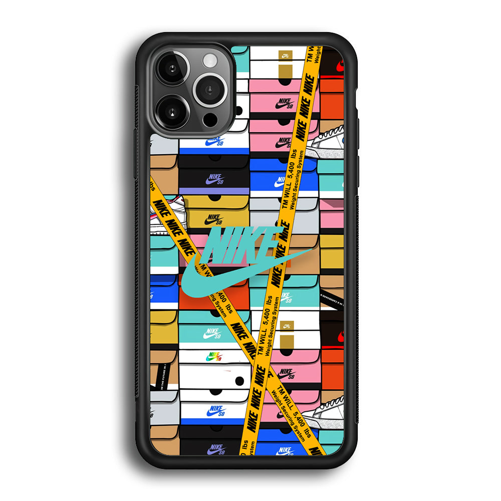 Nike Box Shoes Collage iPhone 12 Pro Max Case-Mobile Phone Case-Rubber Black (2D Case)-Altracase