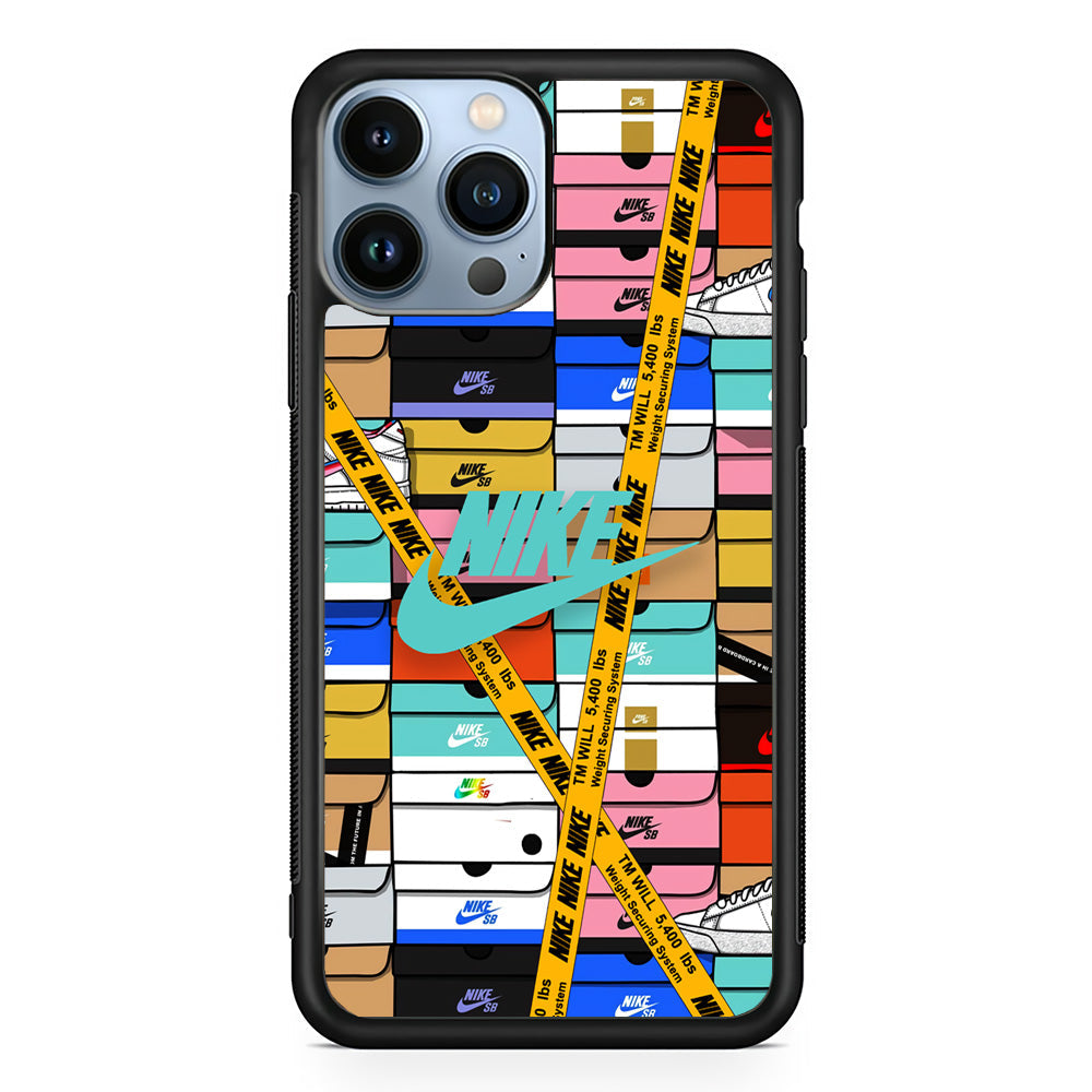 Nike Box Shoes Collage iPhone 15 Pro Max Case-Mobile Phone Case-Rubber Black (2D Case)-Altracase