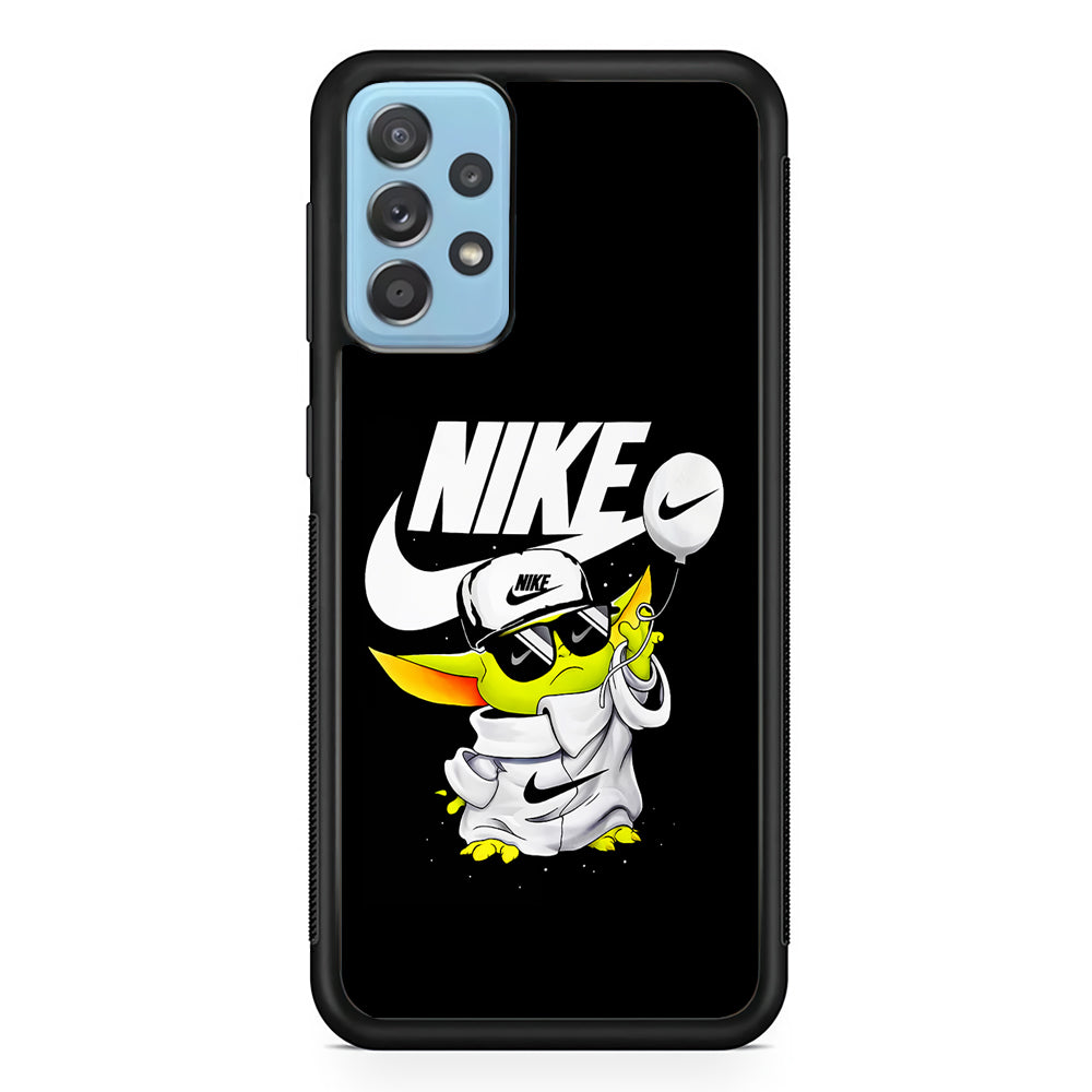 Nike Chibi Yoda Star Wars Samsung Galaxy A52 Case-Mobile Phone Case-Rubber Black (2D Case)-Altracase