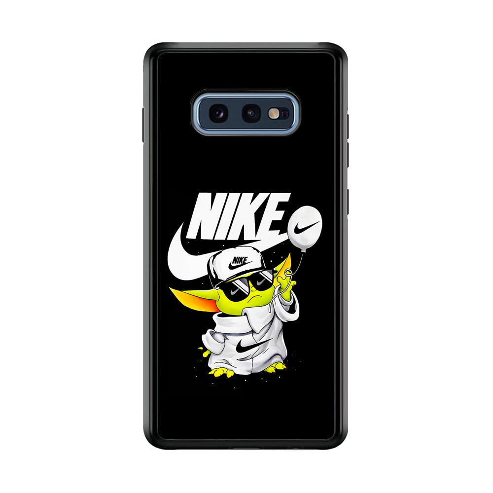 Nike Chibi Yoda Star Wars Samsung Galaxy S10E Case-Mobile Phone Case-Rubber Black (2D Case)-Altracase
