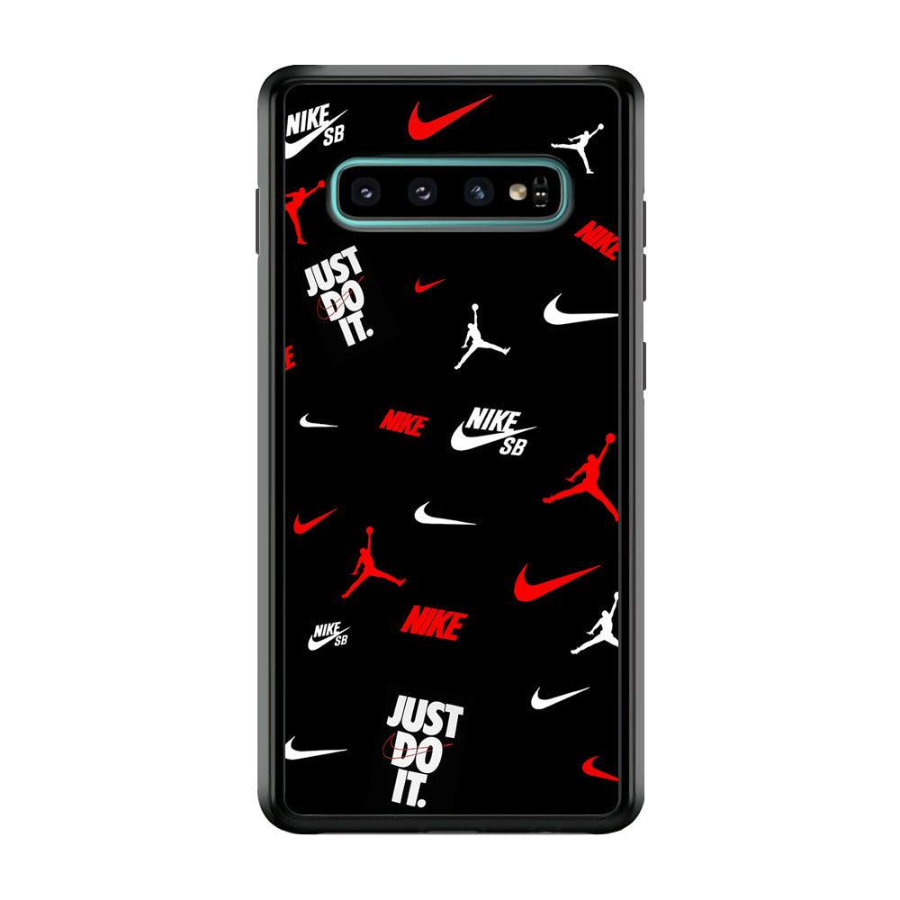 Nike Collage Emblem Jordan Samsung Galaxy S10 Case-Mobile Phone Case-Rubber Black (2D Case)-Altracase