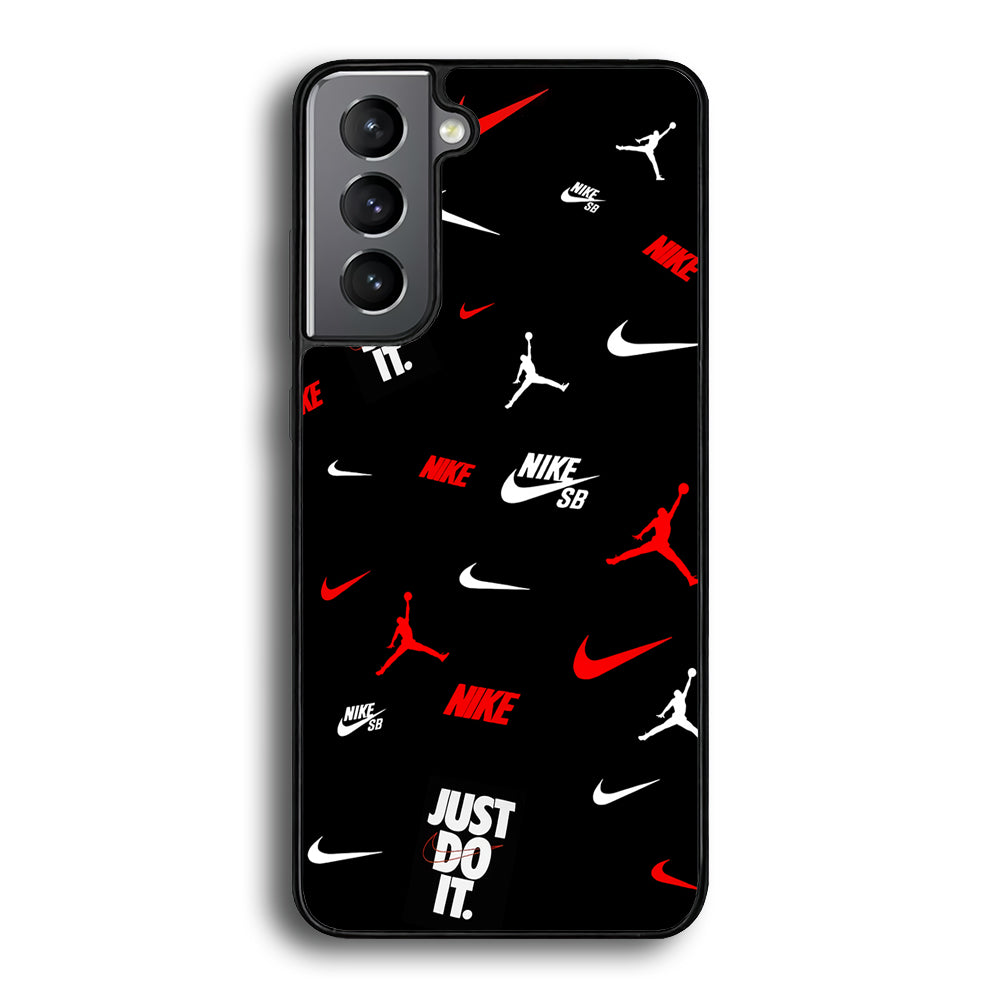 Nike Collage Emblem Jordan Samsung Galaxy S21 Case-Mobile Phone Case-Rubber Black (2D Case)-Altracase