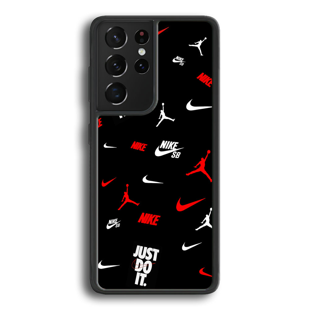 Nike Collage Emblem Jordan Samsung Galaxy S21 Ultra Case-Mobile Phone Case-Rubber Black (2D Case)-Altracase