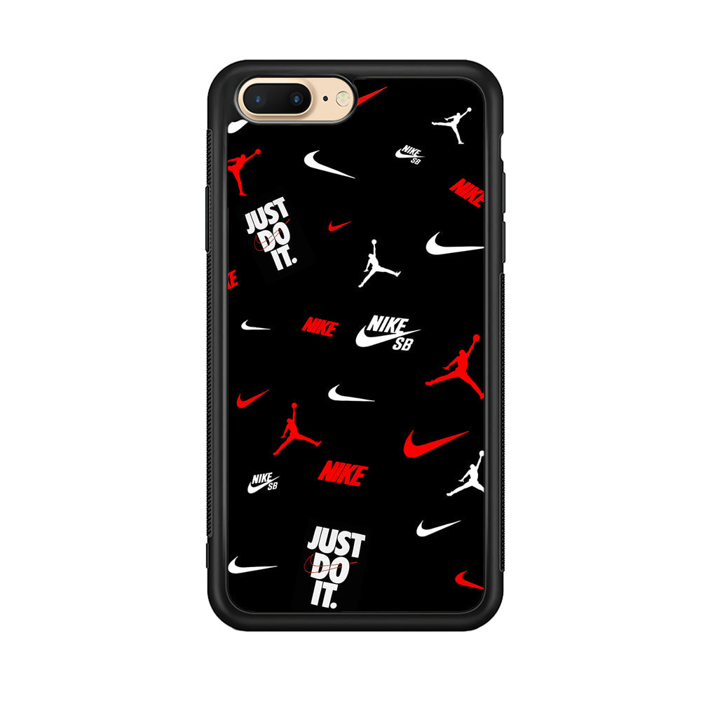 Nike Collage Emblem Jordan iPhone 7 Plus Case-Mobile Phone Case-Rubber Black (2D Case)-Altracase