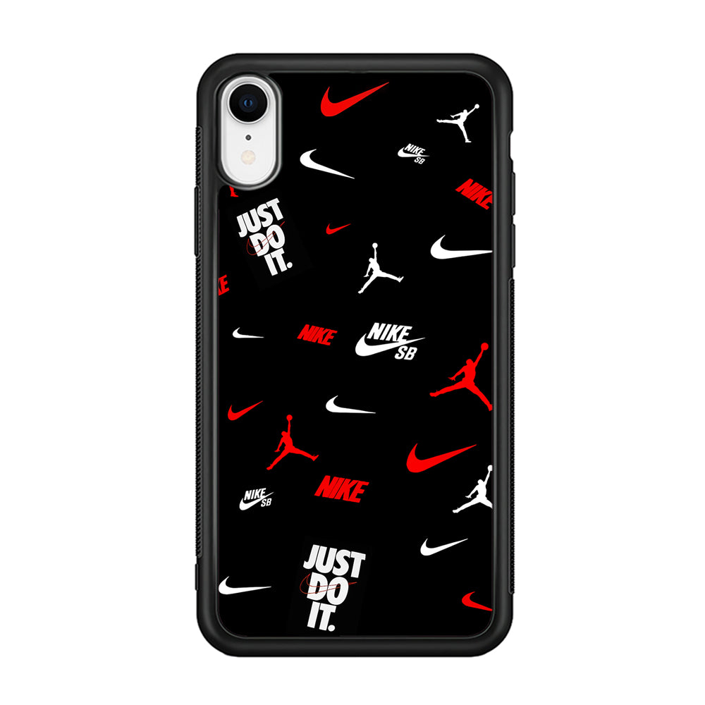 Nike Collage Emblem Jordan iPhone XR Case-Mobile Phone Case-Rubber Black (2D Case)-Altracase