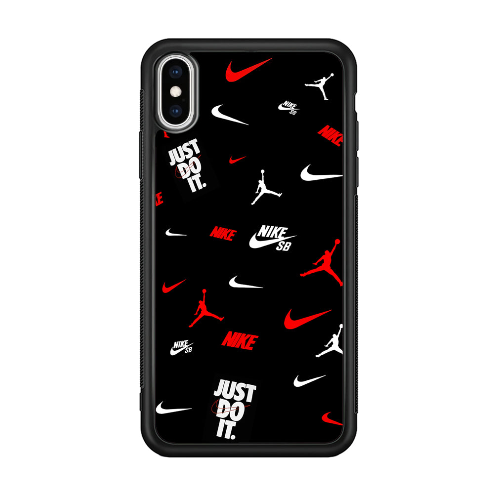 Nike Collage Emblem Jordan iPhone X Case-Mobile Phone Case-Rubber Black (2D Case)-Altracase