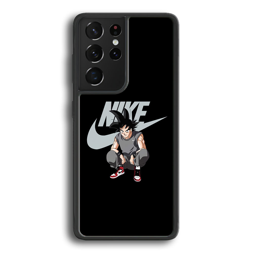 Nike Dragon Ball Goku Samsung Galaxy S21 Ultra Case-Mobile Phone Case-Rubber Black (2D Case)-Altracase