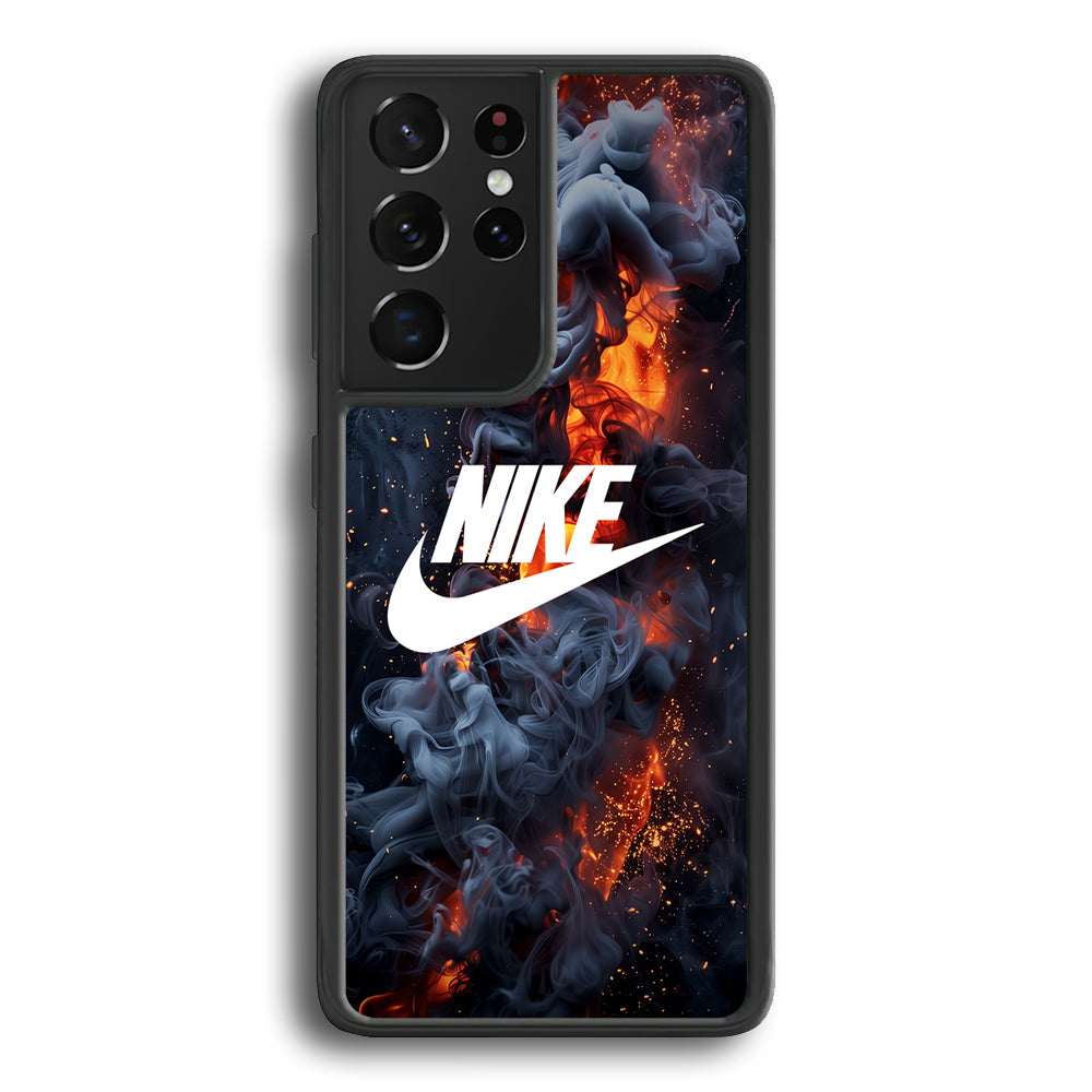 Nike Fire Across The Darkness Samsung Galaxy S21 Ultra Case-Mobile Phone Case-Rubber Black (2D Case)-Altracase