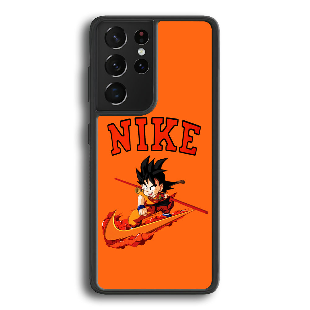 Nike Flying Son Goku Samsung Galaxy S21 Ultra Case-Mobile Phone Case-Rubber Black (2D Case)-Altracase