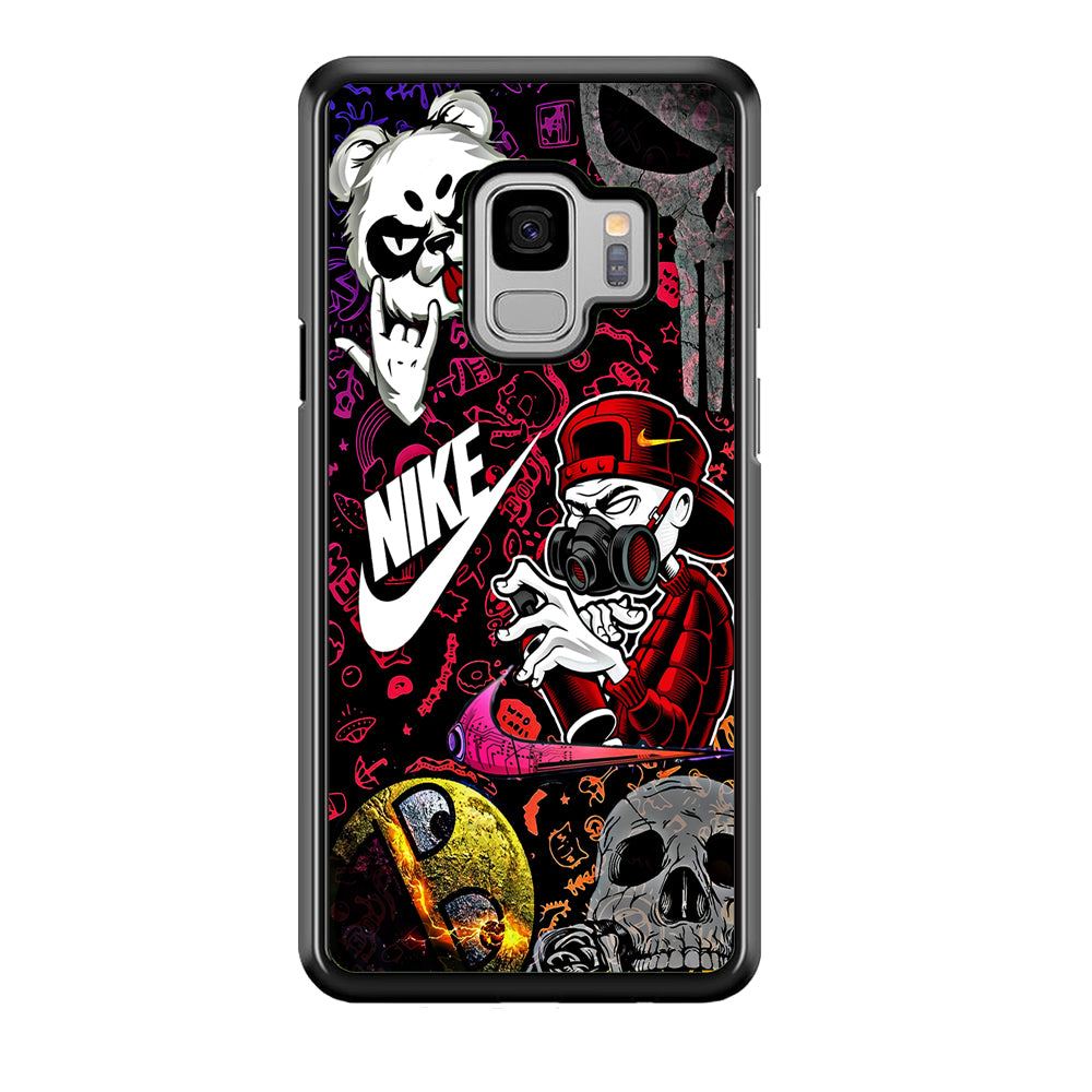 Nike Graffiti Sticker Art Samsung Galaxy S9 Case-Mobile Phone Case-Rubber Black (2D Case)-Altracase