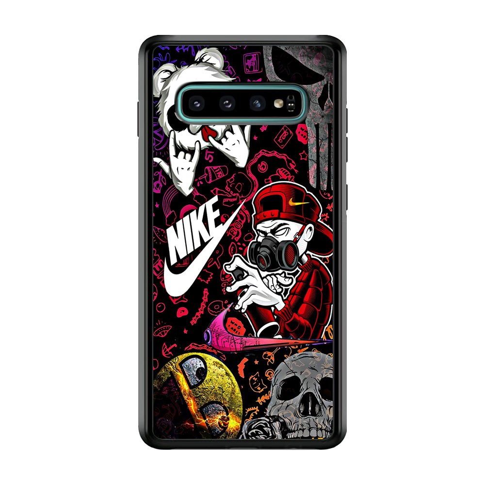 Nike Graffiti Sticker Art Samsung Galaxy S10 Case-Mobile Phone Case-Rubber Black (2D Case)-Altracase