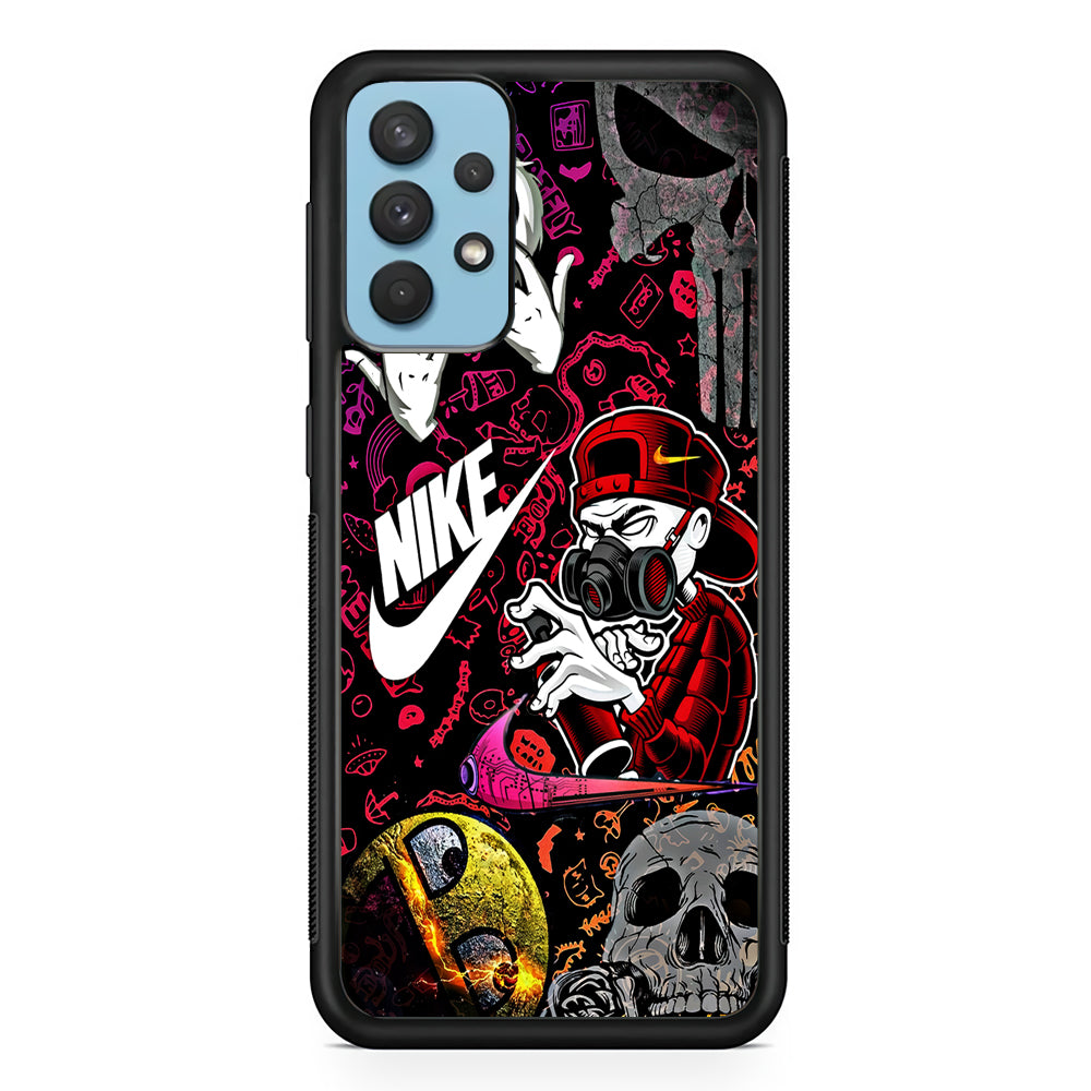 Nike Graffiti Sticker Art Samsung Galaxy A32 Case-Mobile Phone Case-Rubber Black (2D Case)-Altracase