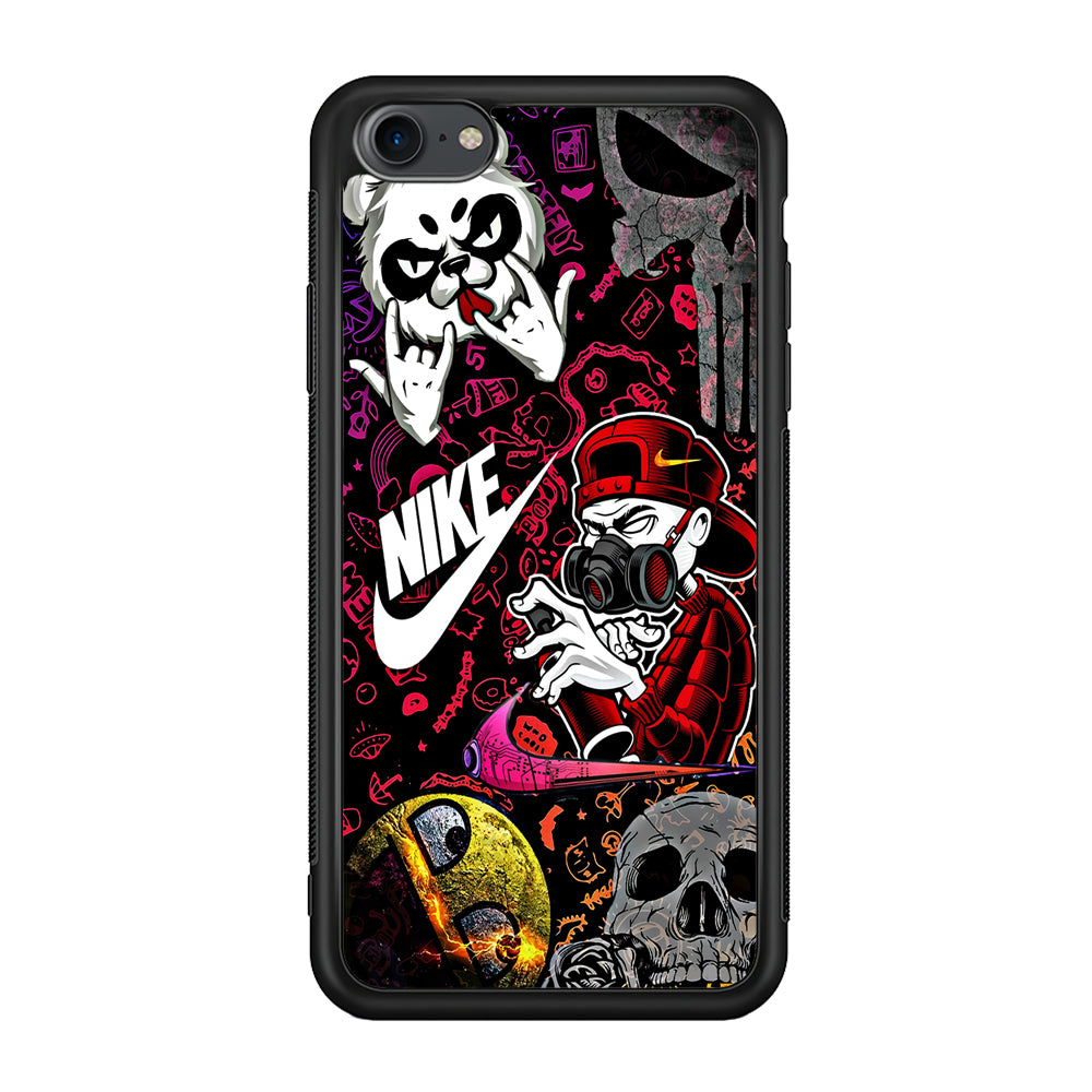Nike Graffiti Sticker Art iPhone SE 3 2022 Case-Mobile Phone Case-Rubber Black (2D Case)-Altracase