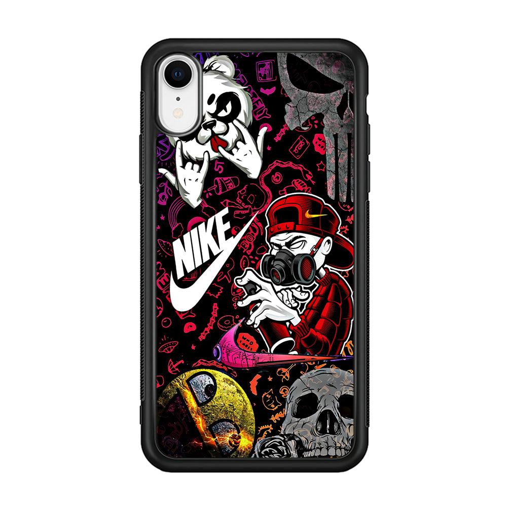 Nike Graffiti Sticker Art iPhone XR Case-Mobile Phone Case-Rubber Black (2D Case)-Altracase
