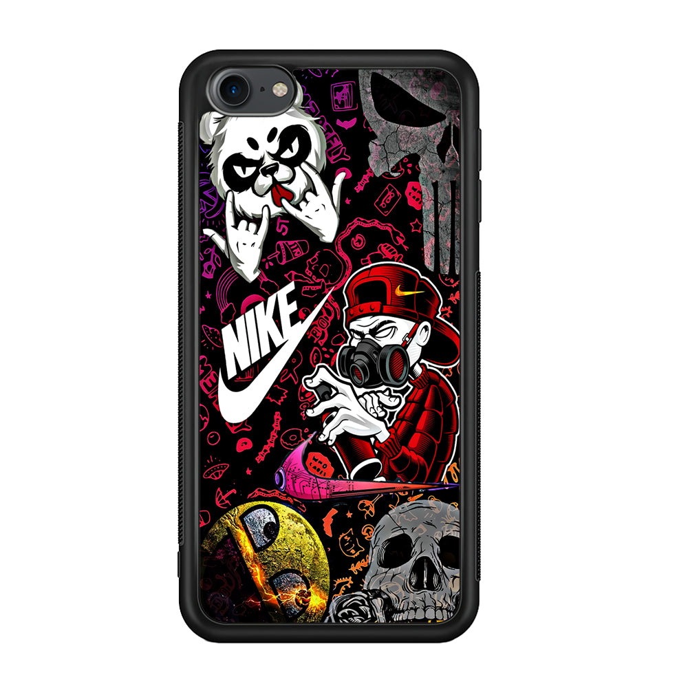 Nike Graffiti Sticker Art iPod Touch 6 Case-Mobile Phone Case-Rubber Black (2D Case)-Altracase