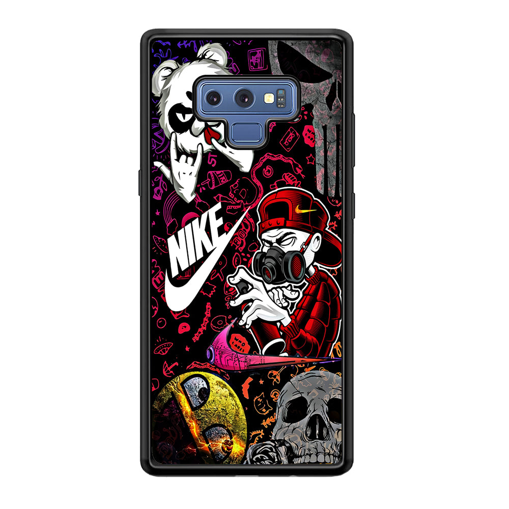 Nike Graffiti Sticker Art Samsung Galaxy Note 9 Case-Mobile Phone Case-Rubber Black (2D Case)-Altracase