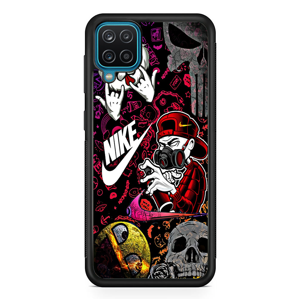 Nike Graffiti Sticker Art Samsung Galaxy A12 Case-Mobile Phone Case-Rubber Black (2D Case)-Altracase
