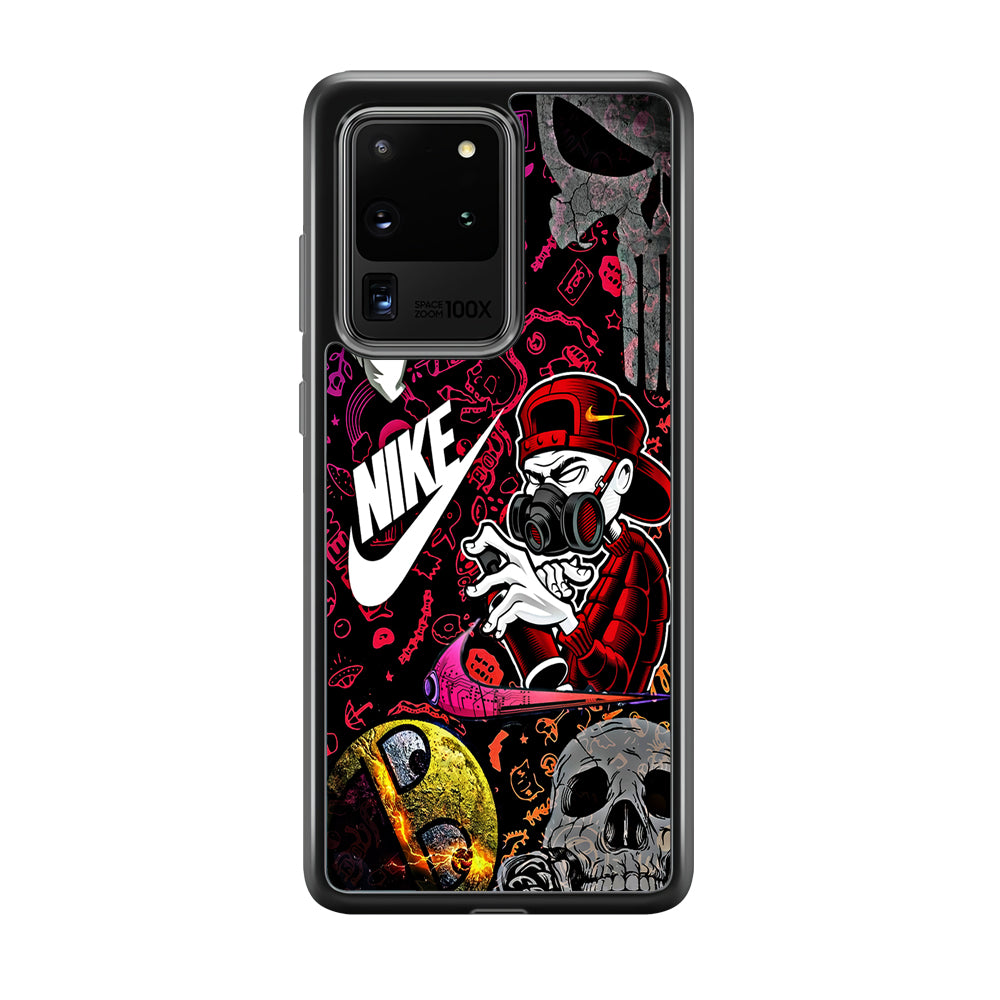 Nike Graffiti Sticker Art Samsung Galaxy S20 Ultra Case-Mobile Phone Case-Rubber Black (2D Case)-Altracase