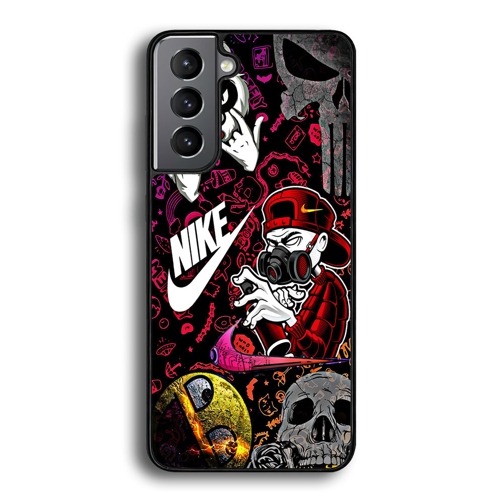 Nike Graffiti Sticker Art Samsung Galaxy S22 Case-Mobile Phone Case-Rubber Black (2D Case)-Altracase