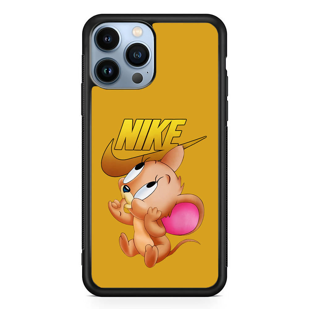 Nike Jerry Mouse iPhone 14 Pro Max Case-Mobile Phone Case-Rubber Black (2D Case)-Altracase