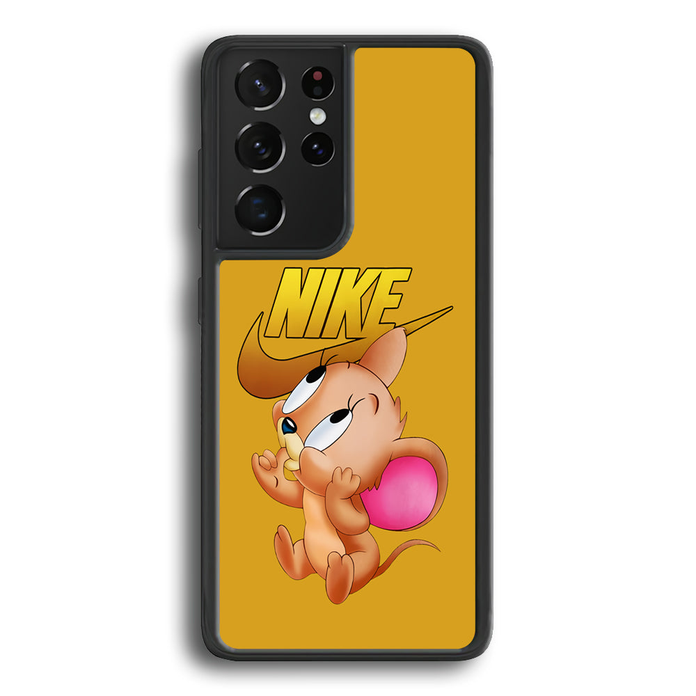 Nike Jerry Mouse Samsung Galaxy S21 Ultra Case-Mobile Phone Case-Rubber Black (2D Case)-Altracase