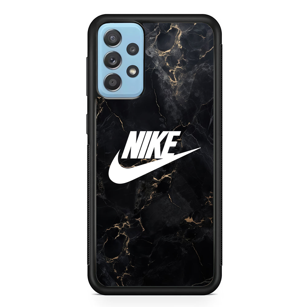 Nike Logo Black Stone Marble Samsung Galaxy A52 Case-Mobile Phone Case-Rubber Black (2D Case)-Altracase