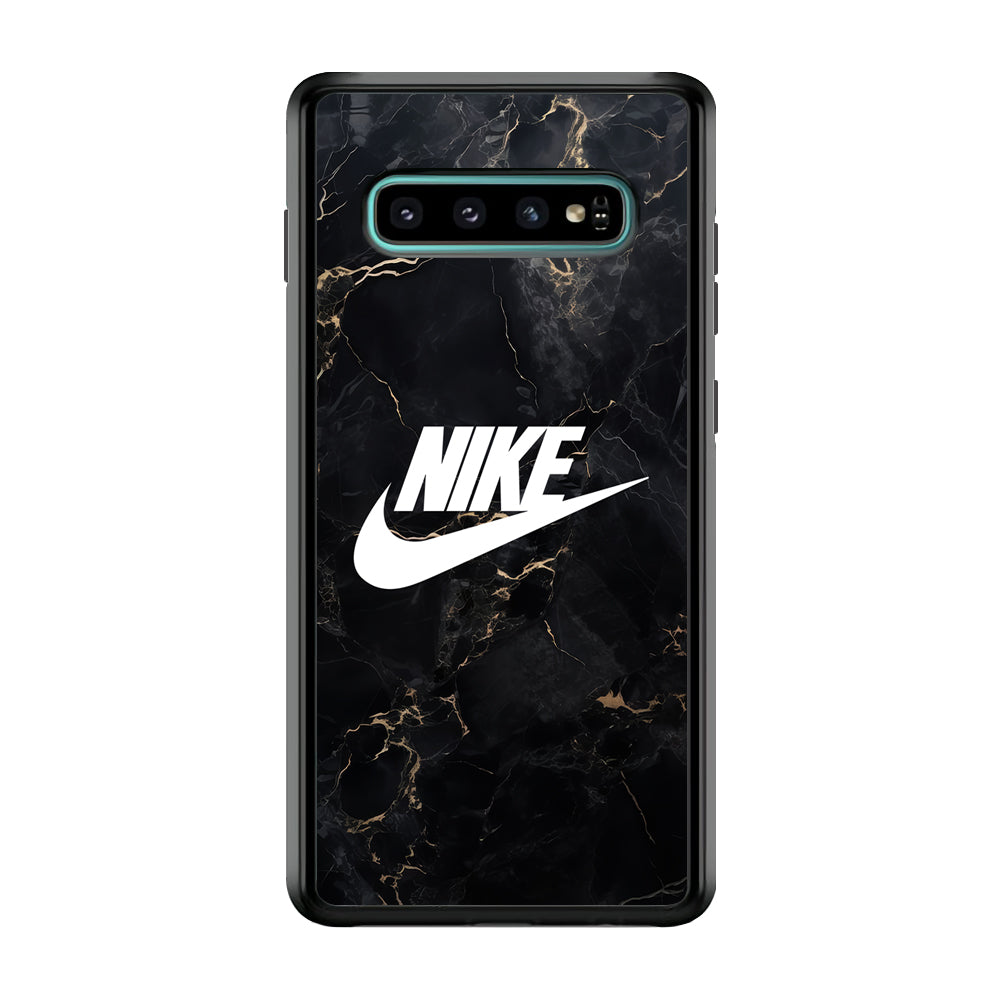 Nike Logo Black Stone Marble Samsung Galaxy S10 Case-Mobile Phone Case-Rubber Black (2D Case)-Altracase