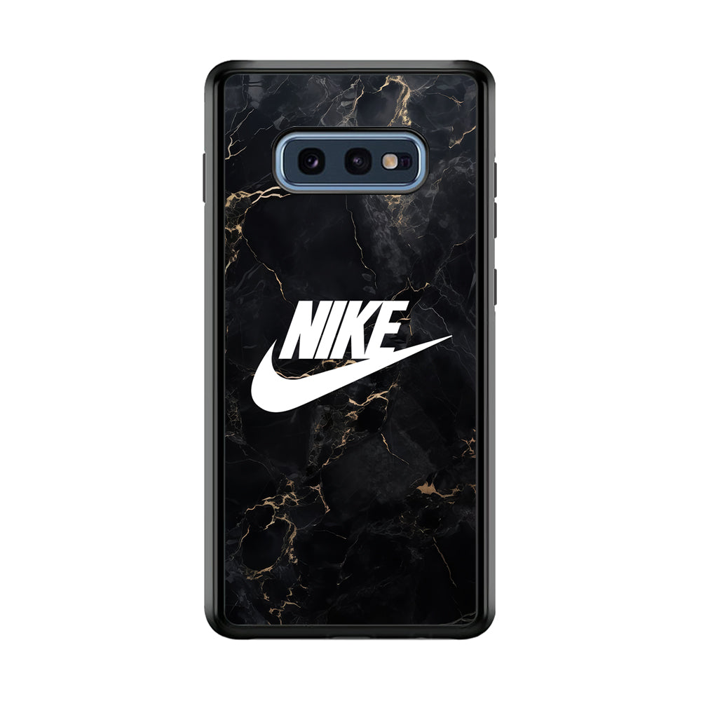 Nike Logo Black Stone Marble Samsung Galaxy S10E Case-Mobile Phone Case-Rubber Black (2D Case)-Altracase