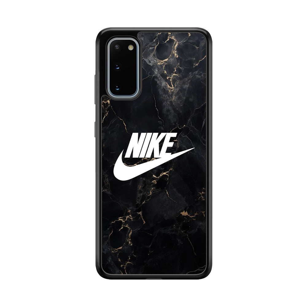 Nike Logo Black Stone Marble Samsung Galaxy S20 Case-Mobile Phone Case-Rubber Black (2D Case)-Altracase