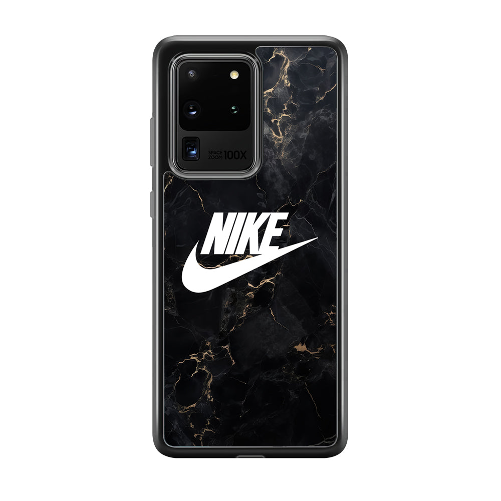 Nike Logo Black Stone Marble Samsung Galaxy S20 Ultra Case-Mobile Phone Case-Rubber Black (2D Case)-Altracase