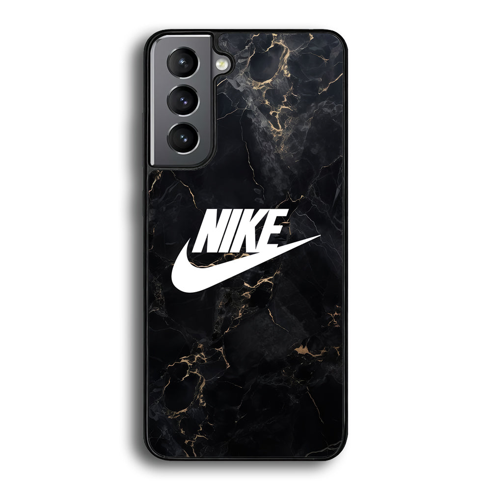 Nike Logo Black Stone Marble Samsung Galaxy S24 Plus Case-Mobile Phone Case-Rubber Black (2D Case)-Altracase