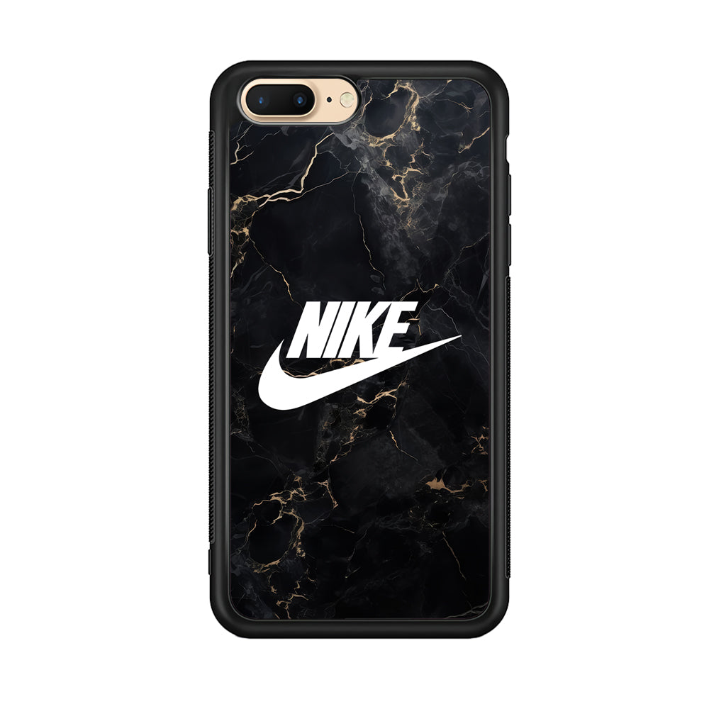 Nike Logo Black Stone Marble iPhone 7 Plus Case-Mobile Phone Case-Rubber Black (2D Case)-Altracase