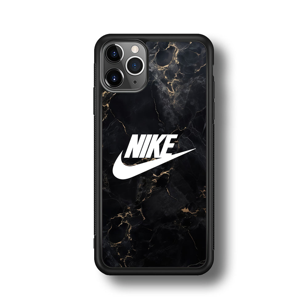 Nike Logo Black Stone Marble iPhone 11 Pro Max Case-Mobile Phone Case-Rubber Black (2D Case)-Altracase