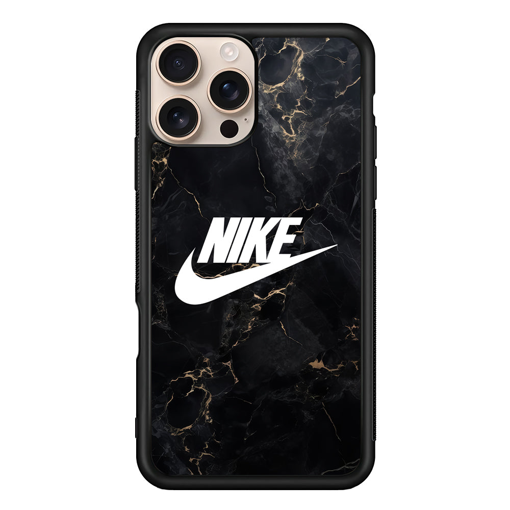 Nike Logo Black Stone Marble iPhone 16 Pro Case - Altracase