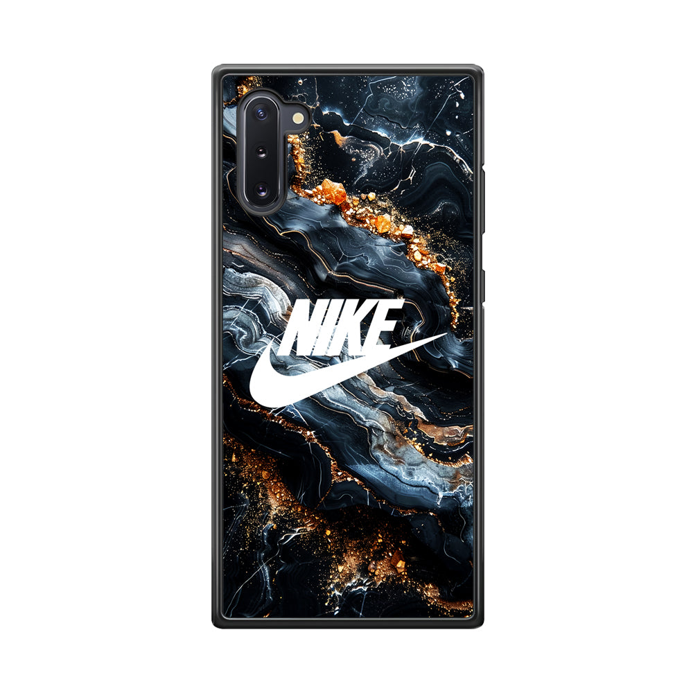 Nike Logo Grey Gold Stone Marble Samsung Galaxy Note 10 Case-Mobile Phone Case-Rubber Black (2D Case)-Altracase