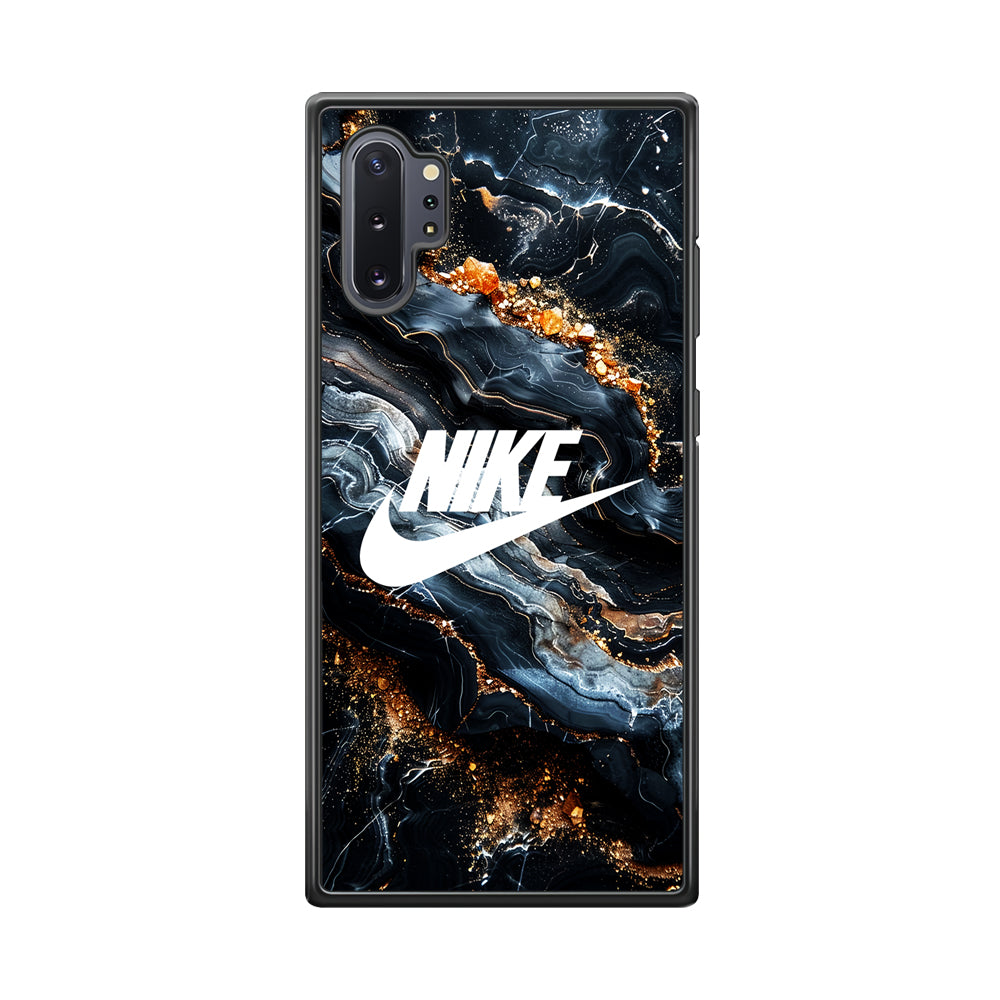 Nike Logo Grey Gold Stone Marble Samsung Galaxy Note 10 Plus Case-Mobile Phone Case-Rubber Black (2D Case)-Altracase