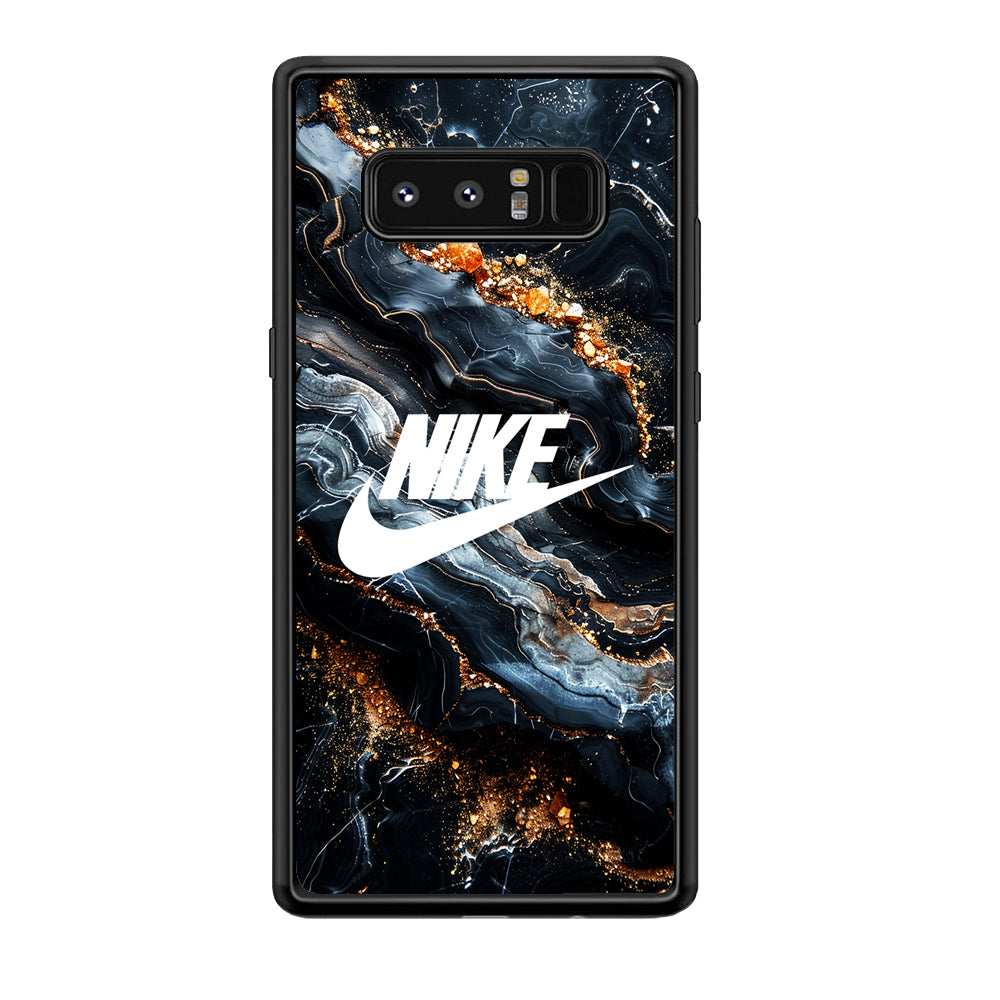Nike Logo Grey Gold Stone Marble Samsung Galaxy Note 8 Case-Mobile Phone Case-Rubber Black (2D Case)-Altracase