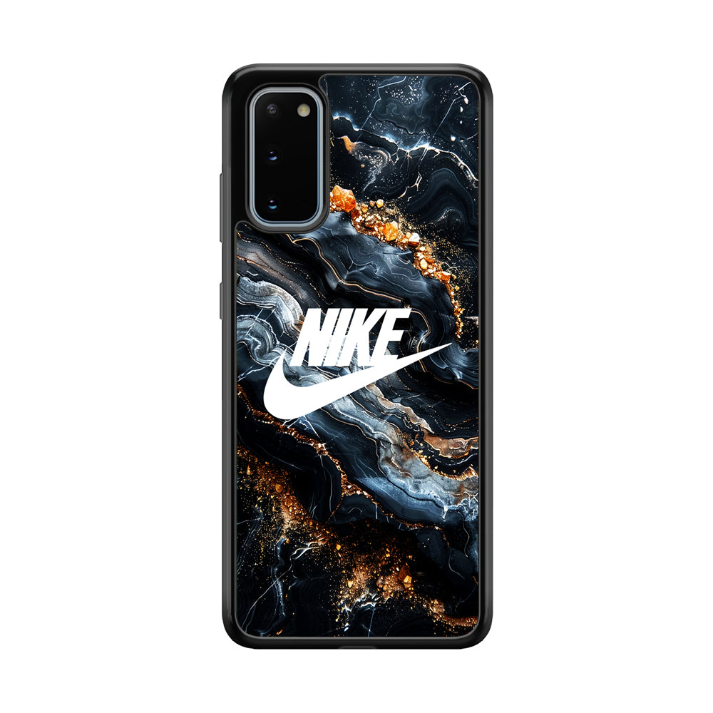 Nike Logo Grey Gold Stone Marble Samsung Galaxy S20 Case-Mobile Phone Case-Rubber Black (2D Case)-Altracase