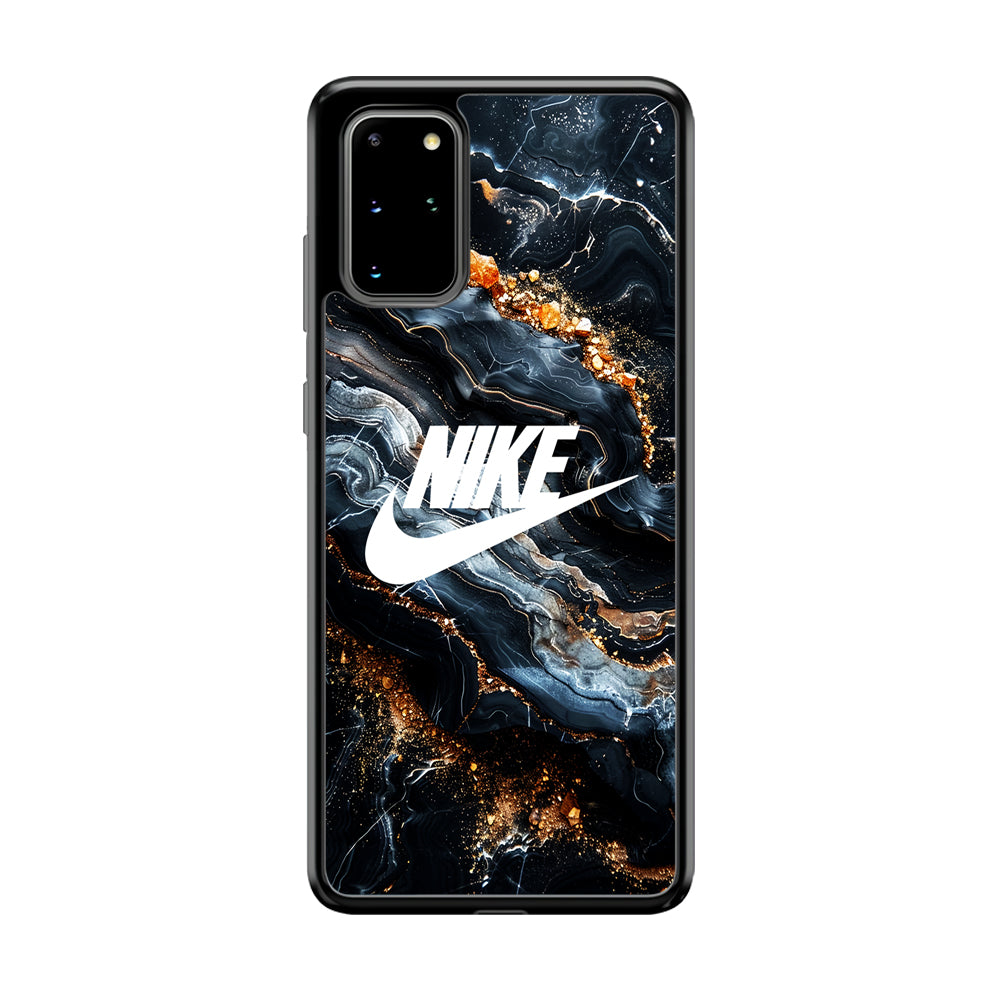 Nike Logo Grey Gold Stone Marble Samsung Galaxy S20 Plus Case-Mobile Phone Case-Rubber Black (2D Case)-Altracase