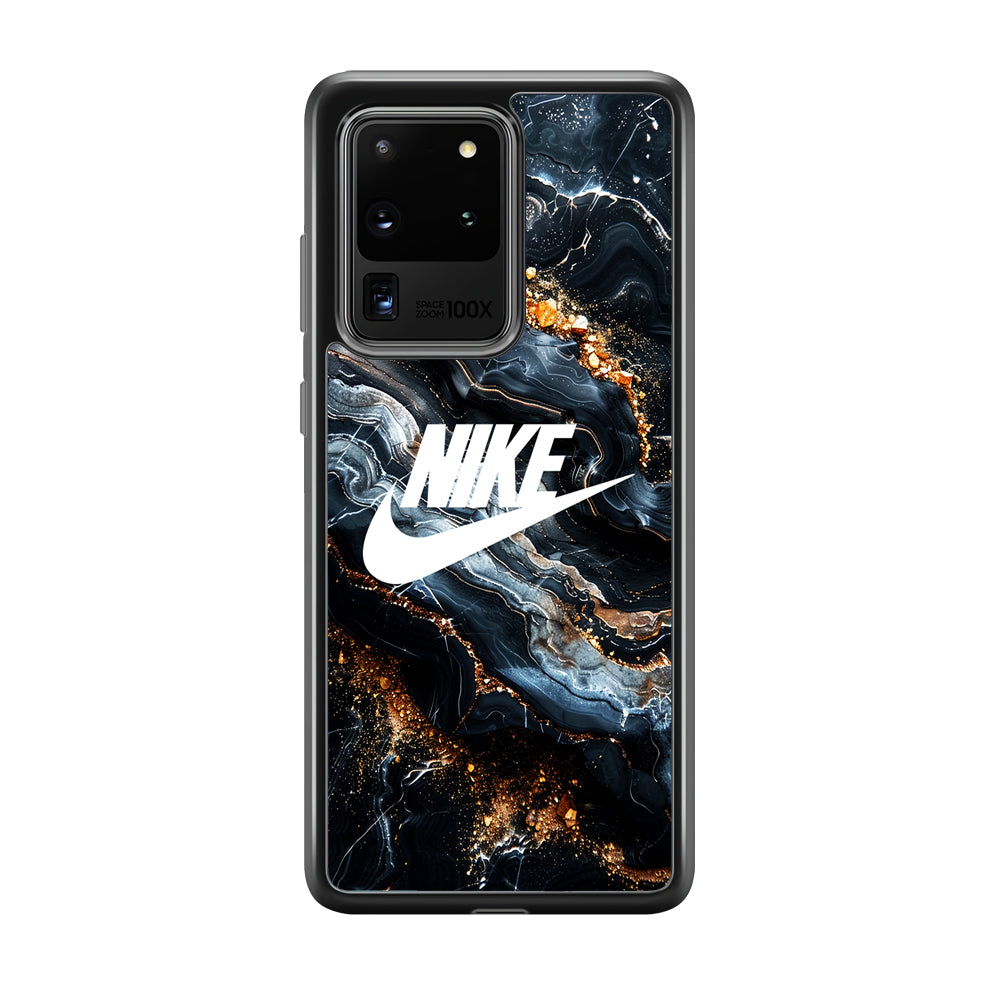 Nike Logo Grey Gold Stone Marble Samsung Galaxy S20 Ultra Case-Mobile Phone Case-Rubber Black (2D Case)-Altracase