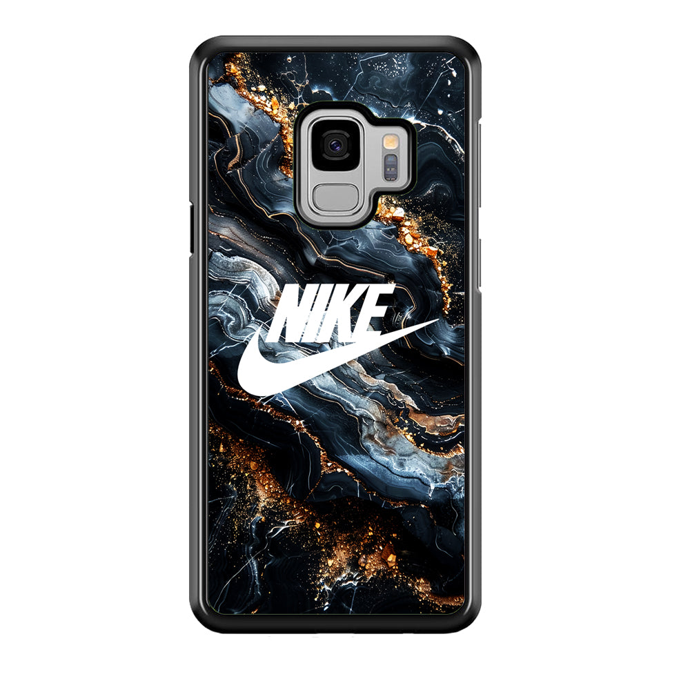 Nike Logo Grey Gold Stone Marble Samsung Galaxy S9 Case-Mobile Phone Case-Rubber Black (2D Case)-Altracase