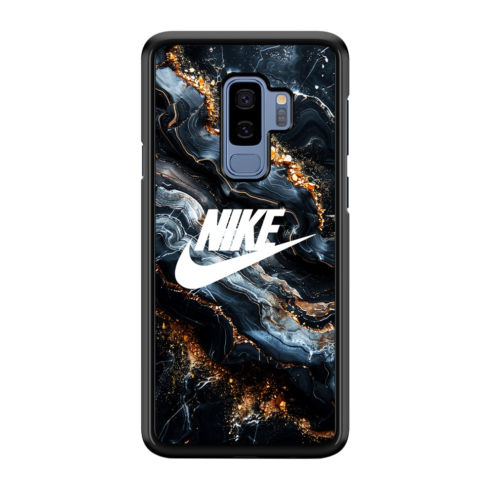 Nike Logo Grey Gold Stone Marble Samsung Galaxy S9 Plus Case-Mobile Phone Case-Rubber Black (2D Case)-Altracase
