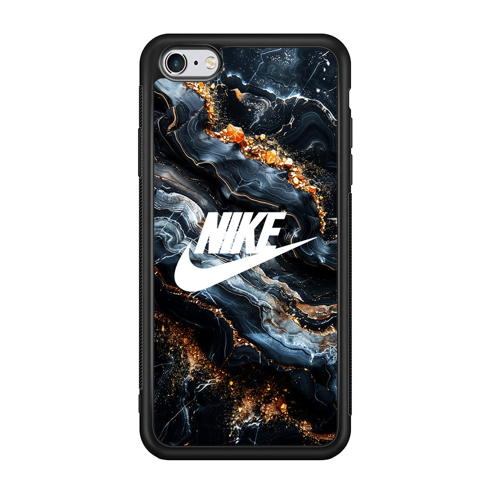Nike Logo Grey Gold Stone Marble iPhone 6 | 6s Case-Mobile Phone Case-Rubber Black (2D Case)-Altracase