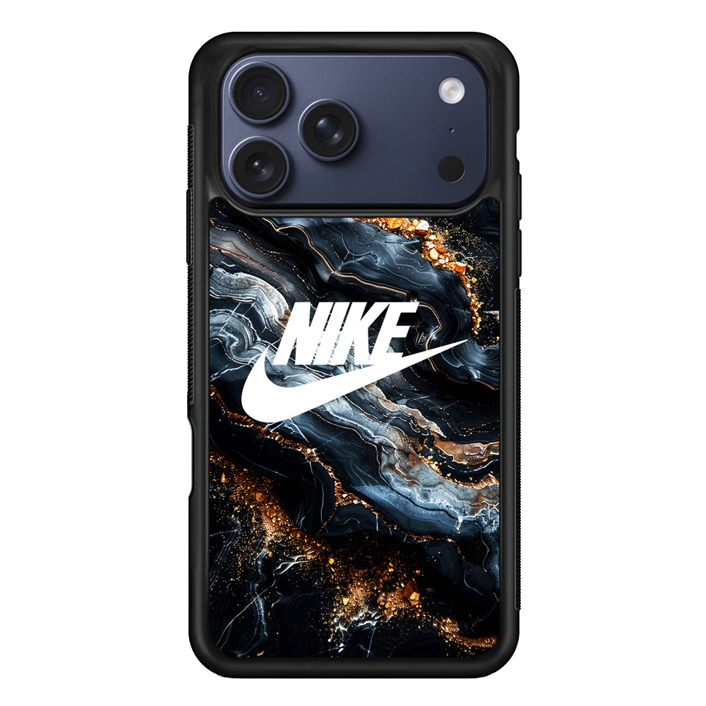 Nike Logo Grey Gold Stone Marble iPhone 17 Pro Max Case - Altracase