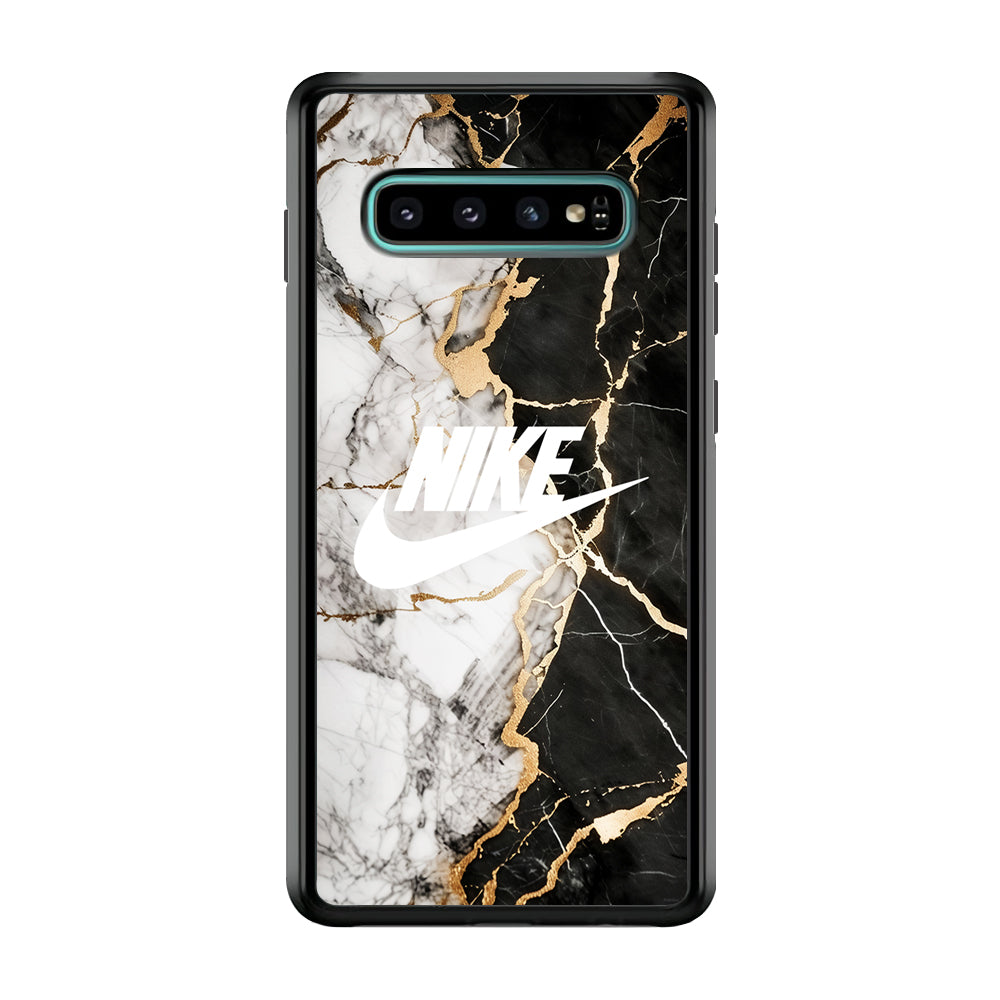 Nike Logo Mix Marble Samsung Galaxy S10 Case-Mobile Phone Case-Rubber Black (2D Case)-Altracase