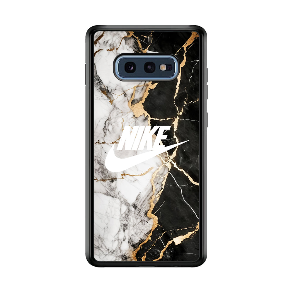 Nike Logo Mix Marble Samsung Galaxy S10E Case-Mobile Phone Case-Rubber Black (2D Case)-Altracase